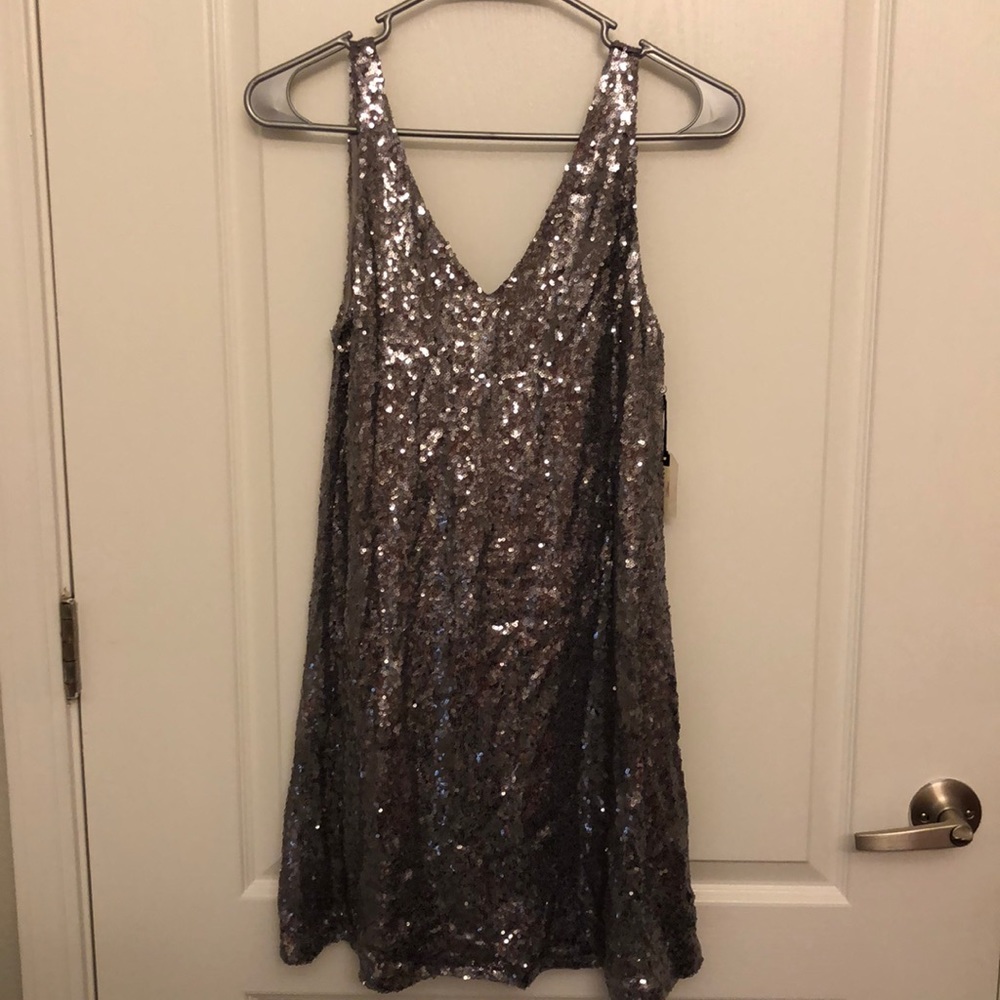 Silver sequin dress